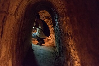 Entrance and passages at Cu Chi Tunnels in Vietnam